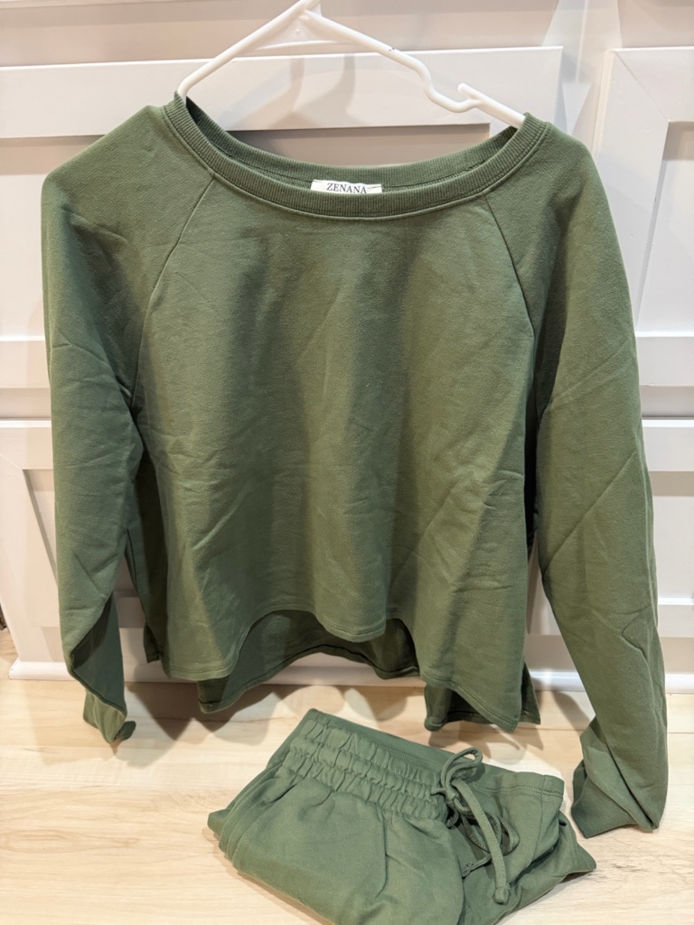 Zenana Outfitters Olive Green Lounge Top and Shorts Set